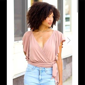 Taupe Wrap V-Neck Bodysuit